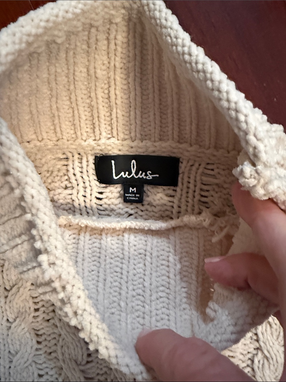 Lulu's Cream Cable Sweater Soft and Cozy Size M - Picture 2 of 4